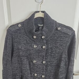 Style & Co. Gray Button-Up Cardigan